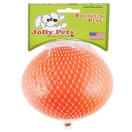 Jolly Pets Bounce-n-Play Dog Toy Ball, Orange, 4.5 Inches/Small, Model Number: 2545 OR - color: Orange, size: Small (4.5 in)