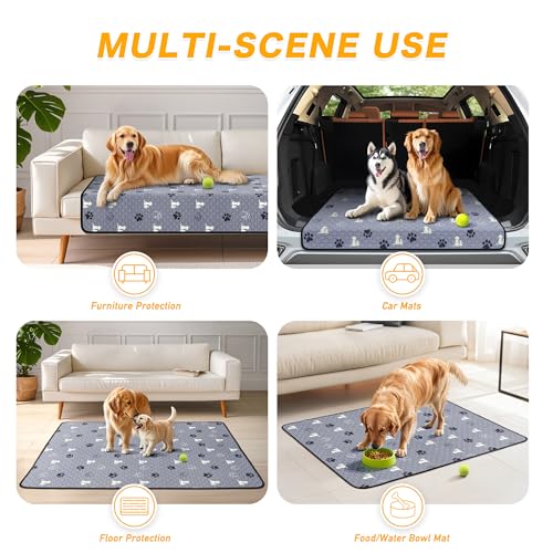 Washable Pee Pads for Dogs, 2 Pack Reusable Puppy Pads, Waterproof Pet Pee Pads for Dog Potty Training, Extra Large Dog Pee Pads for Crate, Playpen, and Whelping, Durable and Absorbent, Grey 32"x52"