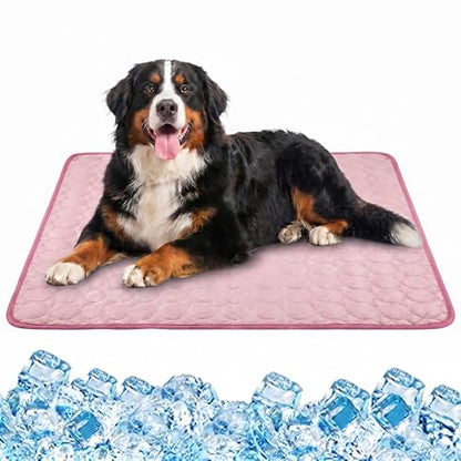 Dog Cooling Mat, 2026 Upgraded Pet Ice Silk Mat, Pet Cooling Mat Ice Silk Coolings Mats for Dogs & Cats, with Non-Slip & Foldable Summer Reusable Pets Cool Mats (Pink, S-20×16") - color: Pink, size: S-20"×16"