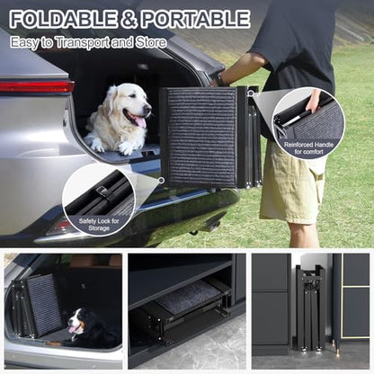 Dog Ramp for Car 63" Long & 17" Wide Portable Dog Ramps for Large Dogs with Non-Slip Rug Surface Dog Car Ramp for SUV Car & Truck, Folding Dog Ramp Up to 250LBS - size: Upgraded 63" L x 17.2" W