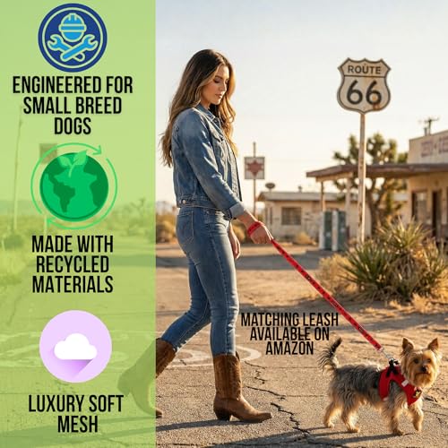 EcoBark Teacup Dog Harnesses for Tiny Dogs (Red, XXXS) - color: Red, size: XXXS- 2 to 3 lbs- Chest up to 10 in (Pack of 1)