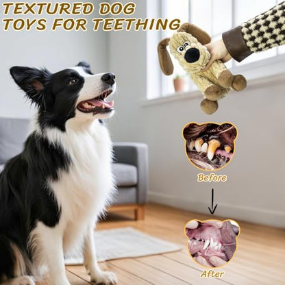 3 PCS Squeaky Stuffed Dog Toys，Plush Dog, Sheep, Hippo Shape Dog Toy， Indoor&Outdoor Playing Dog Toys to Keep Them Busy, Chew Toys for Large Medium Small Puppies - color: Khaki,White,Blue