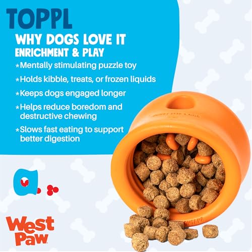 West Paw Zogoflex Toppl Interactive Treat Dispensing Puzzle Dog Toy for Mental Stimulation & Enrichment-Holds Kibble & Treats-Lickable, Freezable & Dishwasher Safe-Made in USA-Large-Granny Smith Green - color: Granny Smith, size: Large