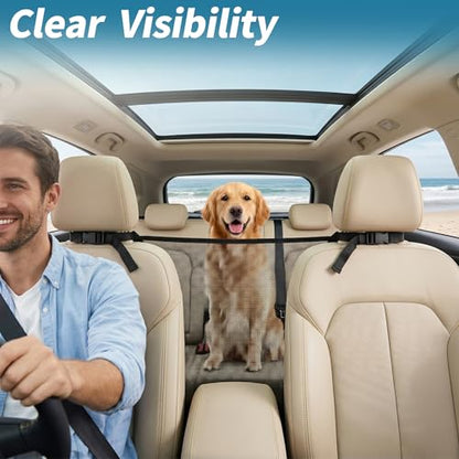 Dog Car Net Barrier for Back Seat, Pet Mesh Divider Gate Between Seats, SUV Truck Backseat Safety Barrier for Dogs Travel