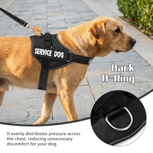 MUMUPET Service Dog Vest, No Pull Reflective Adjustable Harness with Handle, Soft Breathable Padding for Medium Dogs, 2 Removable Velcro Patches (Black, M) - color: Black, size: Medium