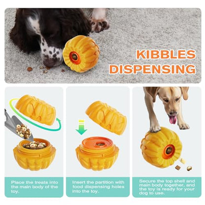 Pumpkin-Shaped Interactive Dog Toy for Dogs Multifunctional Food Dispenser, Frozen Lick Toy & Durable Chew Toy for Aggressive Chewers, Safe Nylon & Coffee Wood Fiber, Easy to Clean, Relieves Anxiety - color: Pumpkin Shape