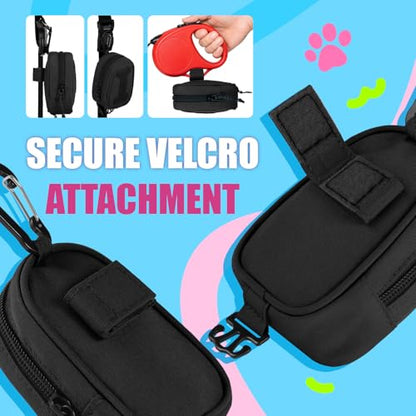 Dog Poop Bag Holder, Hands Free Cute Dog Poop Bag Dispenser for Leash with Big Opening Pet Waste Bag Holder Zippered Pouch with Carabiner Hook Waterproof Pet Poop Bag Holder Black - color: Black