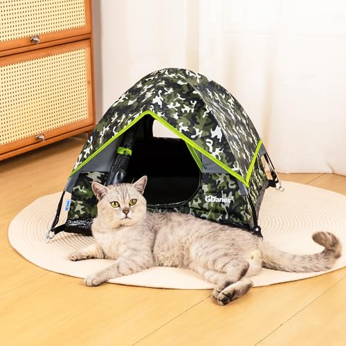 GDanes Camouflage Cat Tent, Portable Pet Cat House with Soft Pad, Cat Cave, Dog House for Small Medium Dogs and Rabbits - color: Green