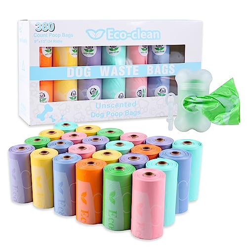 ECO-CLEAN 360 Count Dog Poop Bags with Dispenser, Leak-Proof, Unscented, 0.2 Ltr Capacity, Indoor/Outdoor Use - color: Colorful
