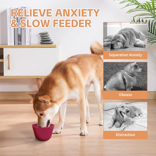 Dog Lick Bowl,Anxiety Relief Non-Slip Silicone Treat Bowl,Durable Anti-Choking Long-Lasting Enrichment Slow Feeder Licking Mat for Small Medium Large Breed,Freezable BPA Free Silicone Dishwasher Safe - color: Red, size: S-M