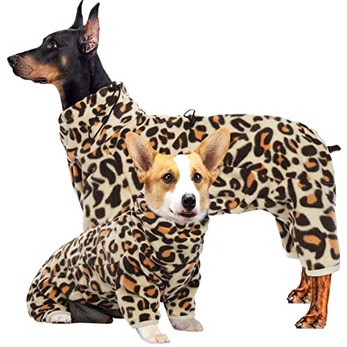 ROZKITCH Dog Winter Pajamas, Pet Windproof Warm Cold Weather Jacket Vest with Luminous Zipper, Jumpsuit Apparel Outfit Clothes for Small Medium Large Dog Brown S - color: Leopard Brown, size: S