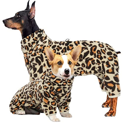 ROZKITCH Dog Winter Pajamas, Pet Windproof Warm Cold Weather Jacket Vest with Luminous Zipper, Jumpsuit Apparel Outfit Clothes for Small Medium Large Dog Brown S - color: Leopard Brown, size: S