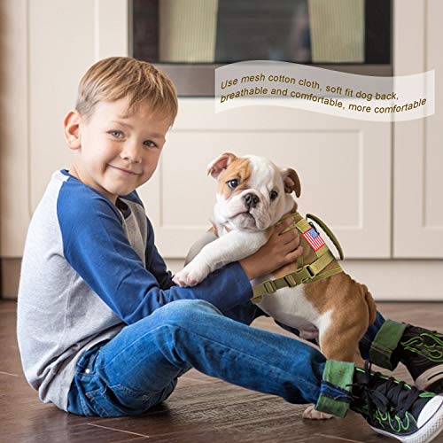 Tactical Service Dog Vest Harness, Outdoor Training Military K9 Patrol Dog Vest with Molle & Loop Panels Adjustable Tactical Dog Vest Harnesses with Handle (XS, Khaki) - color: Khaki, size: X-Small (Pack of 1)