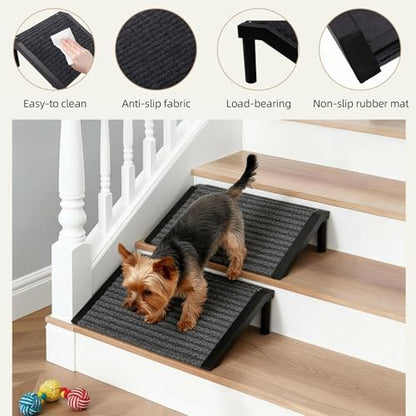 Dog Ramp for Stairs – Non-Slip Pet Steps with Locked-in Carpet & Iron Frame, Helps Senior Dogs & Small Breeds Climb Safely (2-Pack) - size: 2-Pack