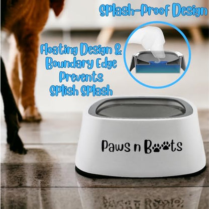 Spill-Proof Pet Bowl No Spill, Non-Slip, Slow Feeding Water Bowl 1.5L, with Floating Disk, Indoor/Outdoor Use, Perfect for Travel Use. No More Wet Socks, Keep The Floor Dry with The Aqua-Shield Bowl