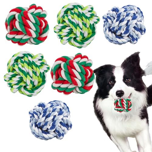 Dezzer 6 Pack Dog Chew Toys for Aggressive Chewers Large Breed, XL Cotton Dog Rope Balls, Indestructible Dog Toys with Tough Twisted for Large Medium Dogs, Dental Teething Ball for Puppy Small Dogs