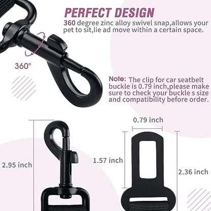COOYOO Dog Seat Belt,3 Piece Set Retractable Dog Car Adjustable Seatbelts for Vehicle Nylon Pet Safety Heavy Duty & Elastic & Durable Car Harness for Dogs - color: Set 10-Black+Light Pink