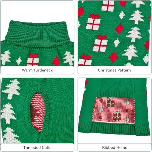 Christmas Dog Sweater Pet Christmas Knitwear Warm Dog Turtleneck Sweater with Xmas Trees Patterns Pet Winter Warm Clothes Knitted Shirt Hoodie for Small Medium Large Dogs 2XL - size: XX-Large
