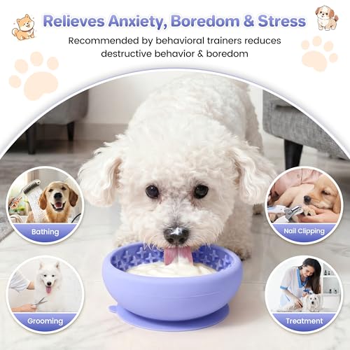 Dog Lick Bowl Slow Feeder with Slanted Anti-Spill Design, Extra-Thick Bite-Resistant Rim, Strong Suction Base, Freezer Safe for Frozen Treats — A Cleaner Alternative to Lick Mats for Dogs (Light Blue) - color: Light Blue