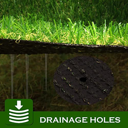 AYOHA Artificial Turf Grass 1' x 5' with Drainage, 0.8 Inch Realistic Fake Grass Rug Indoor Outdoor Lawn Landscape for Garden, Balcony, Backyard, Patio, Synthetic Turf Mat for Pet Dogs, Customized - size: 1 ft x 5 ft