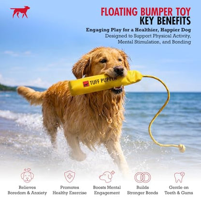 Tuff Pupper Floating Dog Bumper Toy | Fetch Only Not a Chew Toy | Soft Foam Retrieve Trainer | High-Visibility Water & Snow Play | Gentle on Teeth | Lightweight Durable Outdoor Training Dummy - color: Floating Bumper Toy