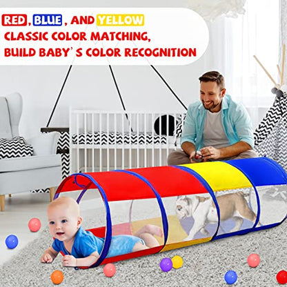 Kids Play Tunnel for Toddlers 1-3, 6 Foot Baby with 2 Mesh Sides Pop Up Crawling Toys 1 3 4 Year Old Girl Boy Birthday Gift, Indoor Outdoor Toddler Children or Dog - style: Mesh Crawling Tunnel