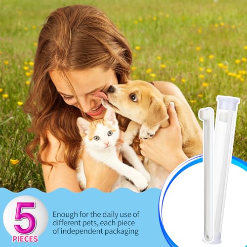 Newday Small Dog & Cat Toothbrush 5 Set, Micro Nano Bristles to Clean pet Teeth Toothbrushes, Puppy Dogs Pet Tooth Cleaning Kit with Storage Box（White