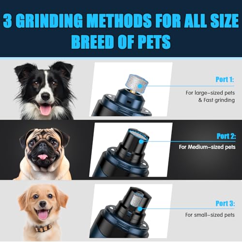 VIWIK Dog Nail Grinder, Dog Nail Trimmers with LED Lights, Pet Nail Clippers Kit for Large Medium Small Dogs & Cats, 2-Speed Quiet Electric USB Rechargeable Pet Paws Grooming Tool Blue - color: Blue+Blue
