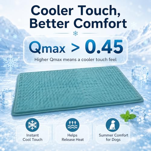 GOLOPET Newly Upgraded Large Dog Cooling Mat 34x23 in,Ice Breathable Fabric, Solid Silicone Honeycomb Heat Dissipation Structure, Long-Lasting Coolness Cooling Mat for Dogs(Q-Max>0.5) - size: 34 x 23 in