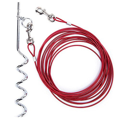 Dog Leash and Wooden Stake Set, Suitable for Large Dogs in Yards, Outdoor Dog Ground Anchor, Used for Yard Camping, Parks, Beaches (Pink) E