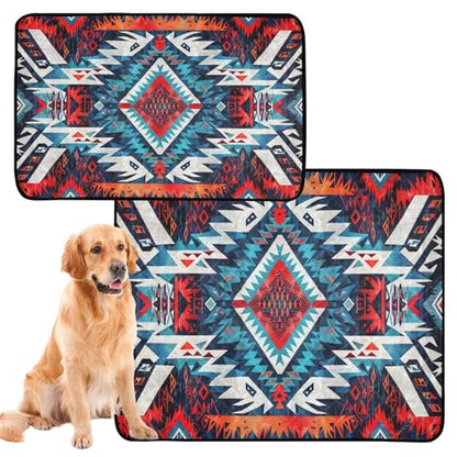Qilmy Aztec Pet Mat, Waterproof Reusable Dog Training Pad Anti-Slip Pet Creat Pad for Small Medium Large Dogs and Cats - size: Smallx3