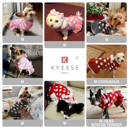 KYEESE Valentines Dog Sweater Dress, Warm Dog Sweaters for Small Dogs Girl Dogs Clothes, Pullover Cozy Knit Pet Apparel with Leash Hole, Pink Dot, M - color: 03# Polkadot (Pink), size: Medium (6-13lbs)