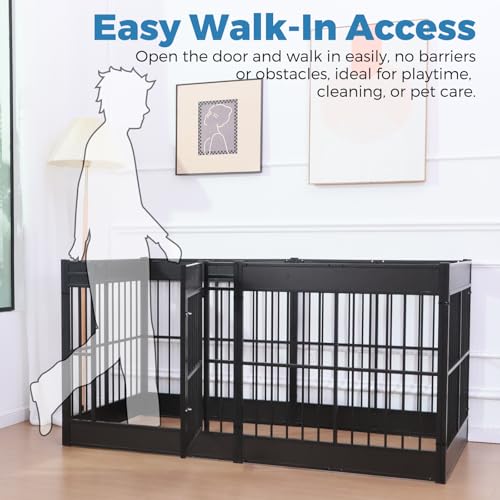 Dog Playpen, 31.5" Height Dog Pen Indoor, Heavy Duty, Safe and Sturdy, Furniture Style Puppy playpen - color: Black, style: 6 Panels (31.5" High)