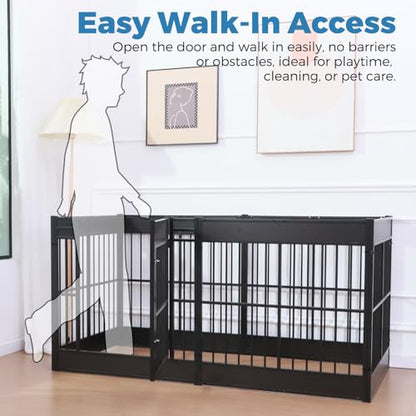 Dog Playpen, 31.5" Height Dog Pen Indoor, Heavy Duty, Safe and Sturdy, Furniture Style Puppy Pen (12 Panels (31.5" High), Black) - color: Black, style: 12 Panels (31.5" High)