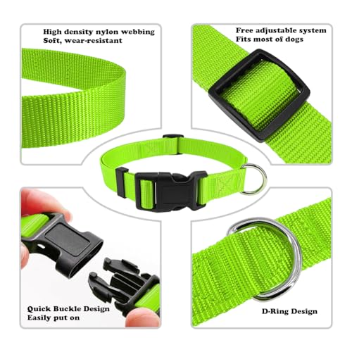 Dog Collar Green Basic Dog Collars with Breathable Quick Release Nylon Pet Collar for Puppy Small Medium Large Dogs Boy Girl - color: Green, size: X-Small,Neck 8-10.5"(Pack of 1)
