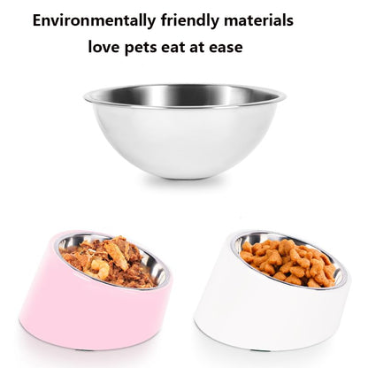 15° Tilted Dog Bowl for Small Dogs Flat-Faced Breeds - Anti-Choke Ergonomic Elevated Feeder Non-Slip Base - 2-in-1 Detachable Stainless Steel Food & Water Bowls - Calm Blue Cool & Clean - (Ｍ, Blue) - color: Blue, size: M