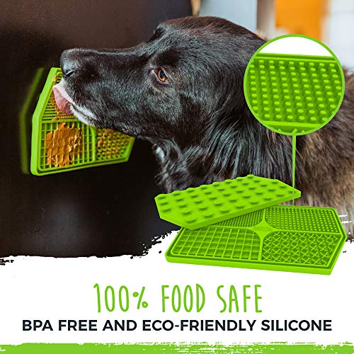 Mighty Paw Dog Lick Pad - BPA-Free Silicone Mat - Anxiety Relief, Dental Health Support, Easy Grooming, Slow Feeding, Dishwasher Safe - color: Green