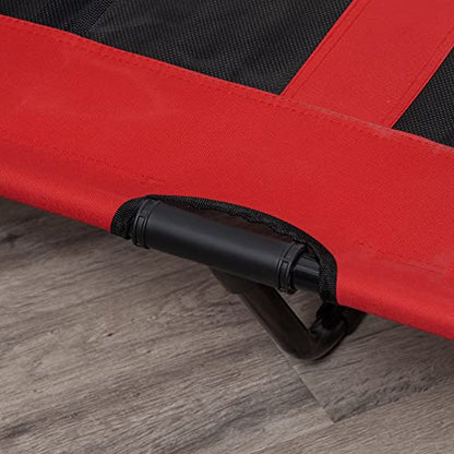 PawHut 48" x 36" Elevated Breathable Dog Bed Portable Pet Cot w/ Carry Bag Metal Frame Breathable Mesh Indoor and Outdoor Red - color: Red