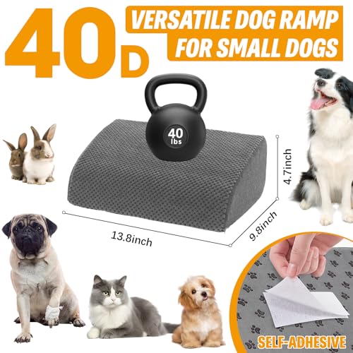 40D Dog Ramp for Stairs for Small & Senior Dogs and Cats – Non-Slip Stair Ramp for Dogs with Gentle Slope, Pet Ramp with Washable Cover & Self-Sticky Pads for Safe Climbing Easy Install(Grey, 5 Pack)