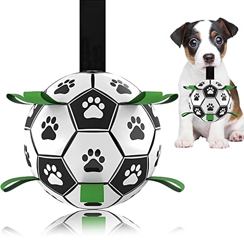 Dog Soccer Ball, Interactive Toys for Tug of War, Puppy Birthday Gifts, Tug Toy, Water Toy, World Cup Durable Balls for Small & Medium Size (6 inch) - color: Green, size: Medium Size 2