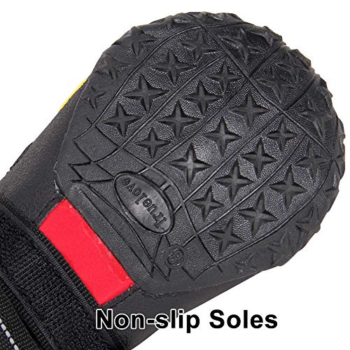 Truelove Dog Boots Waterproof Dog Shoes with Reflective Straps for Small Medium Large Dog, Size 5 (Pack of 4) - color: Red, size: Size 5: 2.83"x2.24" (L*w) (Pack of 4)