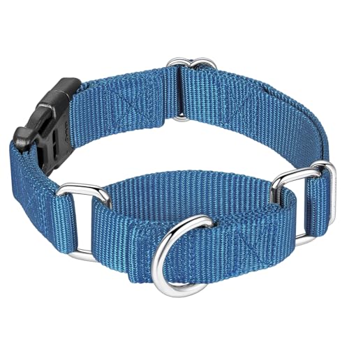 Mikivery Martingale Collar for Dogs Nylon Dog Collar with Quick Release Buckle Adjustable Training No Slip Dog Collars(Medium, Haze Blue) - color: Haze Blue, size: Medium