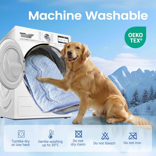 Dog Cooling Mat, Thick Cooling Mat for Dogs with PCM & Thermochromic Tech, Dual-Sided Durable Waterproof Cool Pet Bed Mat for All-Year Use, Q-Max>0.5, Machine Washable, Non-Toxic - M(19" x 29") - size: Medium