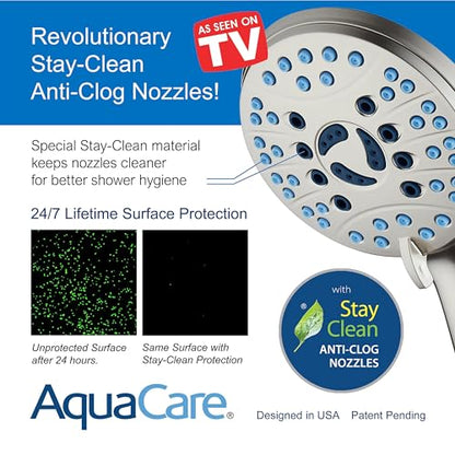 Hotel Spa AquaCare for California As-Seen-On-TV High Pressure Handheld Rain 50-mode 3-way Shower Head Combo with Adjustable Arm, Anti-clog Jets, Tub & Pet Power Wash, 6 ft. Hose, Nickel Finish - color: Satin Nickel, style: 1.8 Gallons Per Minute