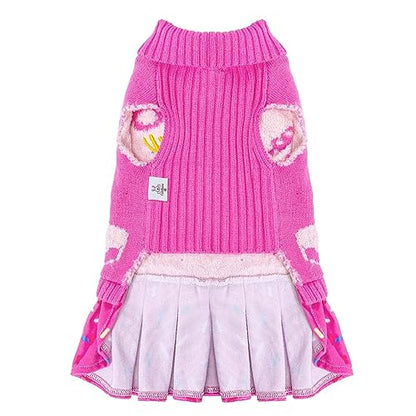 CuteBone Pink Dog Sweater Dress Happy Birthday Pet Sweater Sweaters for Large Dogs with Bowtie Pullover Pupply Clothes Cats Clothes - color: Happy Birthday, size: Large
