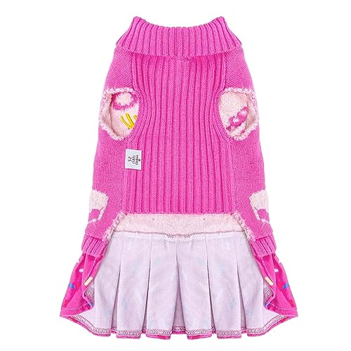 CuteBone Pink Dog Sweater Dress Happy Birthday Pet Sweater Sweaters for Small Dogs with Bowtie Pullover Pupply Clothes Cats Clothes - color: Happy Birthday, size: X-Small