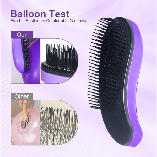 Small Dog Brush - Puppy Hair Brush- Grooming Tool for Teddy, Yorkies, Maltese, Shih Tzu, Chihuahua (Purple) - color: Purple