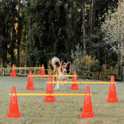 TNZMART Dog Agility Hurdle Cones Pet Jump Training Set Dog Agility Course Backyard Set Adjustable Obstacle Training Set (Orange, 6 Sets) - color: Orange