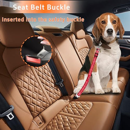 Seyezo 3-Piece Reflective Dog Seatbelt Set - Retractable, Heavy-Duty, Adjustable for Vehicle Headrests - Red - color: 2PCS Red