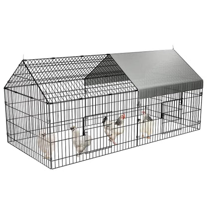 PawGiant Chicken Coop, 86"x40"x40" Chicken Run Pen for Yard with Cover Outdoor Metal Portable Chicken Tractor Cage Enclosure Crate Outside for Small Animals Duck Rabbit Hen - size: 86.0"L x 40.0"W x 38.5"H